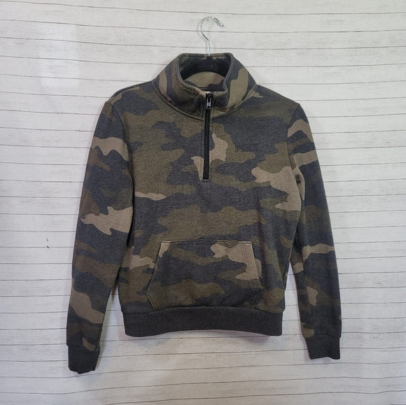 PINK BY VS CAMO QUARTER ZIP SWEATSHIRT, SZ XS - Picture 1 of 9